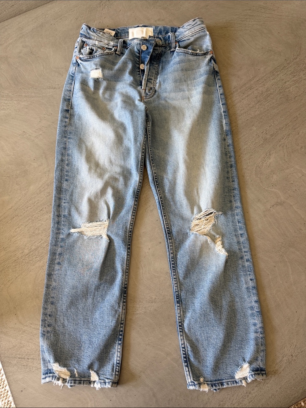 Mother Light Blue Distressed Jeans